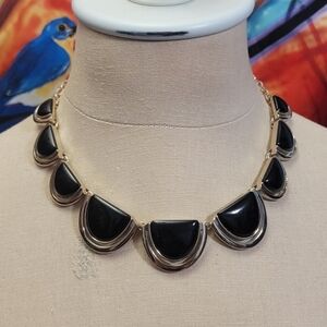 Talbots Black Enamel on Silver Tone Petals